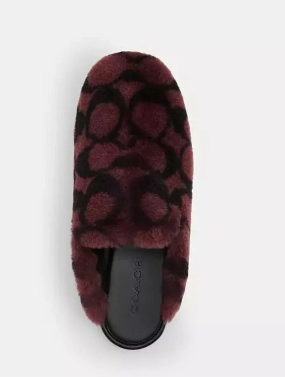 Coach Fluffy Slippers In Merlot and Black New Size 7